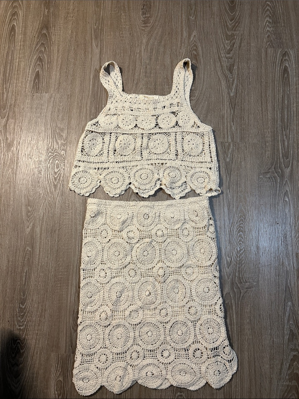 Rebellion Again Set Boho Beachy 70s Women Crochet Cottage Festival Hippie Cotton